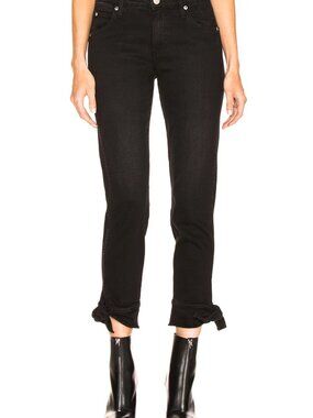 AMO Women's Tie Ankle Jean in Black Magic Jeans Size 25 Mid-Rise Cropped